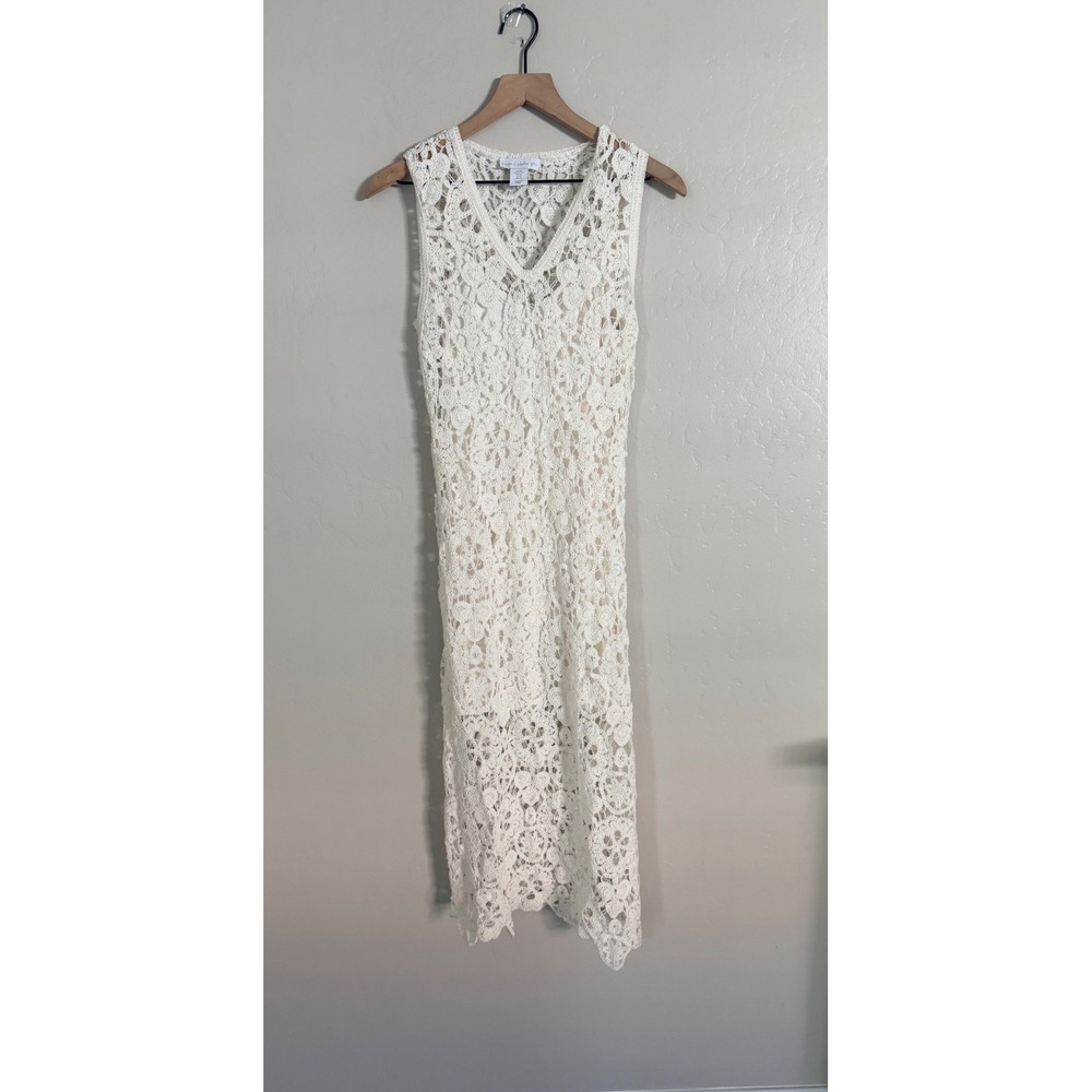 House of Harlow 1960 White/Ivory Crochet Lace Sleeveless V-Neck Midi Dress XS